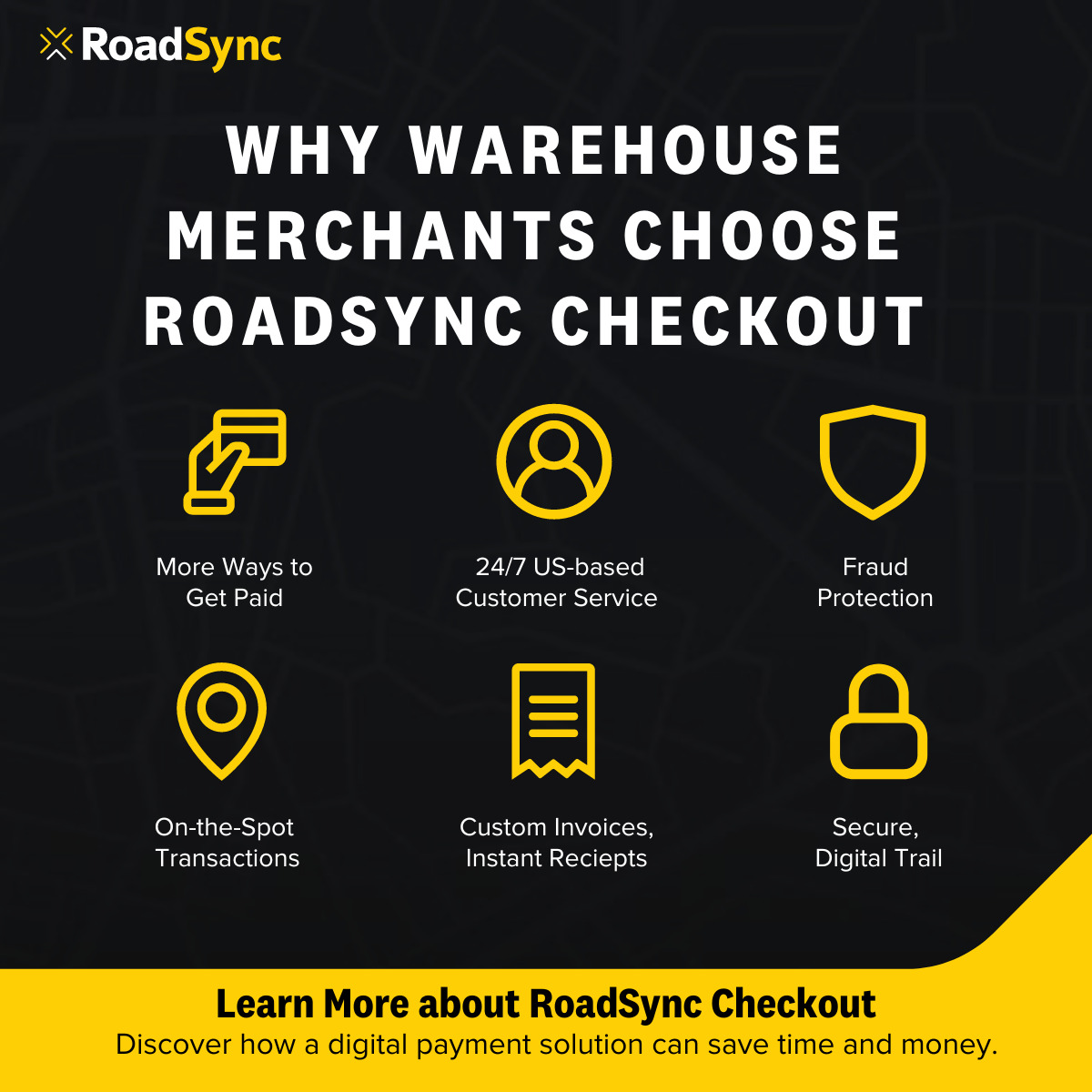 Infographic for Why Warehouse Merchants Choose RoadSync Checkout