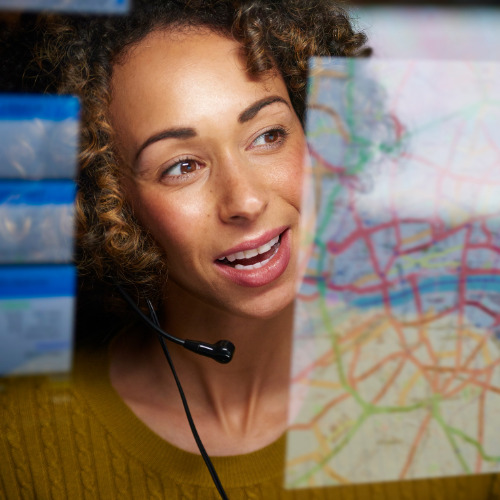 Woman looking at scheduling screen